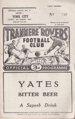Tranmere Rovers v York City Match Programme 1962-03-09